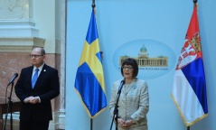 26 April 2017 National Assembly Speaker Maja Gojkovic in meeting with Swedish Parliament Speaker Urban Ahlin